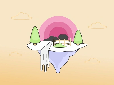 Fantasy Land fantasy flat floating island illustration land surrealist