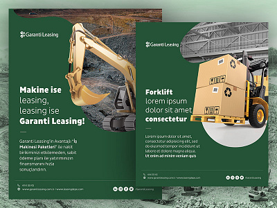 Garanti Leasing Mailing bank corporate excavator forklift graphic green leasing mailing typography