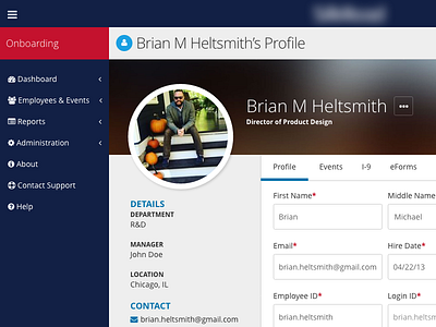View/Edit User Profile hr software onboarding profile ui design ui template user