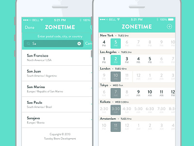 Zonetime iPhone App app experience interface iphone time time zone ui user ux