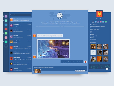 Messenger w/Dark UI app desktop gamer message social ui user ux video web