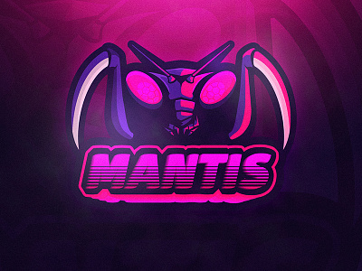 Mantis Sports Logo animal esports gaming insect logo mantis mascot pink purple retro sports