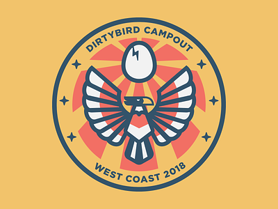 Dirtybird Campout Patch 3 badge bird camping dance design eagle edm egg falcon festival flat icon illustration logo merit patch scouts vector