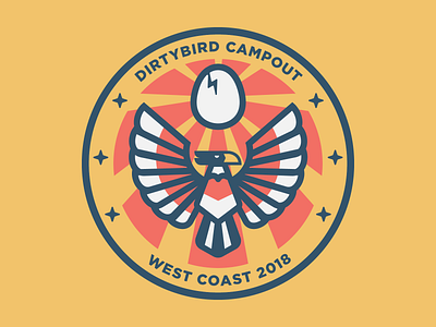 Dirtybird Campout Patch 3 badge bird camping dance design eagle edm egg falcon festival flat icon illustration logo merit patch scouts vector