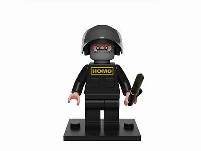 Dictator's battle mini-figure 3d blender character lego madrabbit police