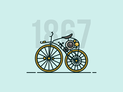 The Michaux-Perreaux classic design flat design illustrator lineart linework motorbike motorcycles vector