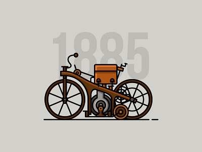 The Daimler Petroleum Reitwagen classic design flat design icon illustrator lineart linework motorbike motorcycles vector