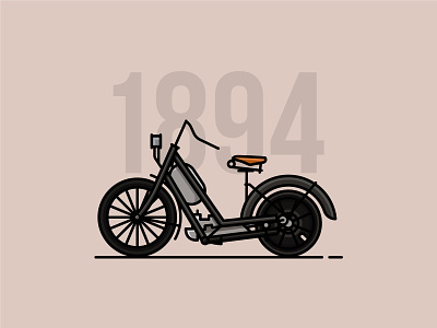 The Hildebrand & Wolfmüller classic design flat design icon illustrator lineart linework motorbike motorcycles vector