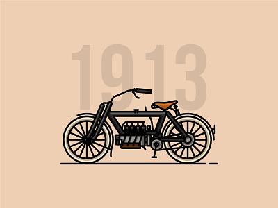 Pierce T Four classic design flat design icon illustrator lineart linework motorbike motorcycles vector