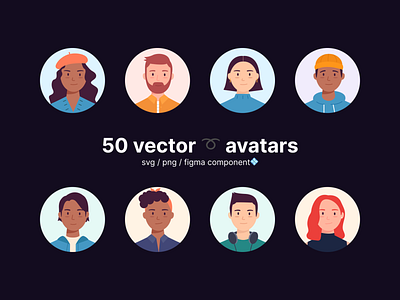 50 vector avatars 💠 art direction avatar branding concept design illustration logo ui uiux ux vector