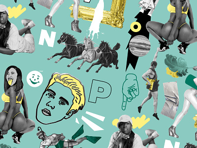 PONT | Wallpaper branding celebrity club flyer collage funky green horses illustration justin bieber missy neon nightclub pop visual design wallpaper yellow