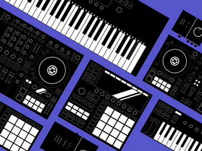 Native Instruments | Setup Illustrations beats branding design dj iconset illustration instruments keyboard machine minimal music native producer reduced technical vector