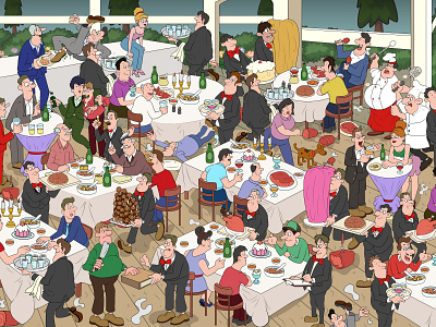 Busy Restaurant scene for Puzzle