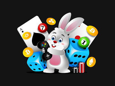 Casino Bunny Illustration for Website