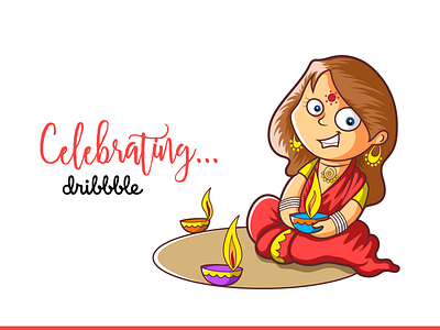Celebrating Dribbble - Debut Shot celebrations debut draft dribbble festival firstshot hello dribbble illustration indian vector