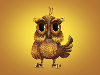 Owl Mascot - Digital Painting bird cartoon character intelligent mascot owl wise