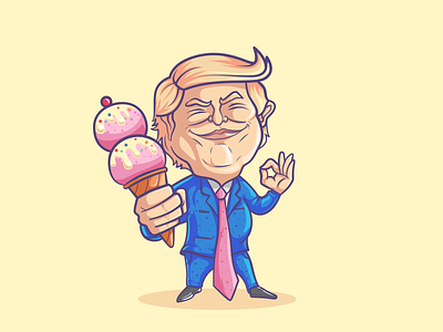 Trump gets 2 scoops of ice cream, everyone else gets 1 america donald trump funny funny trump ice cream illustration president trump with ice cream two scoop usa