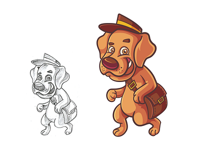 Dog Mascot for a Mail delivery startup bag brand cartoon character cute dog illustration mail mascot startup