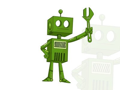 Robot Mascot cartoon green illustration mascot mechanic robot screw tool tools vector