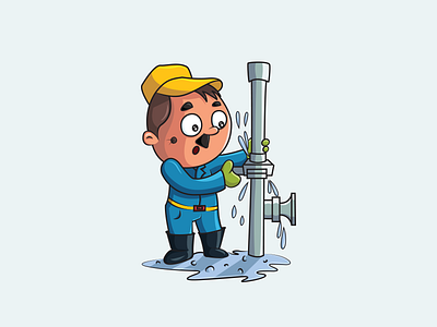 Plumber cartoon charatcer cartoon character illustration leakage mascot plumber technician vector