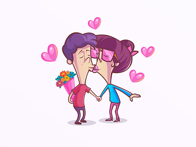 Lovey Dovey Couple couple flowers hear love pair romance romantic sticker stickers valentine