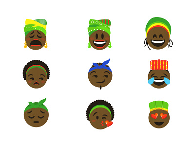 African Emojis african emoji debut dribbble emoji emojiexperts expressions faces firstshot smileys yellow