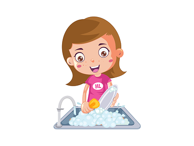 Wash your dishes on your own cartoon character dish dishwasher girl good manners kid kitchen wash