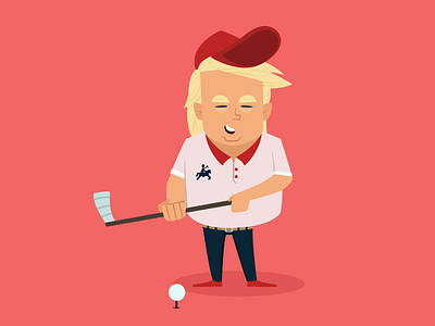 Illustration of Trump playing Golf america donald trump golf illustration polo president trump vector