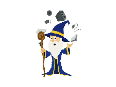 Pixel Art - Tech Wizard business illustration it pixel pixel art pixelated technical vector wizard