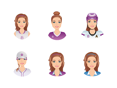 Sports Avatar Illustrations avatar basketball face flat girl illustration jacket simple sports team vector