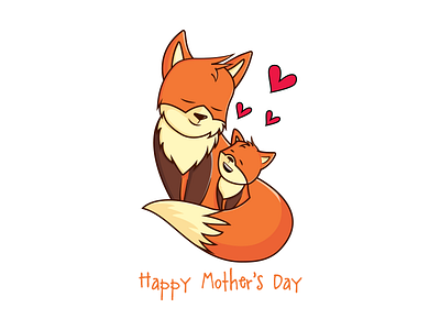 Happy Mother's day baby cartoon fox illustration love mother mothers day sweet vector