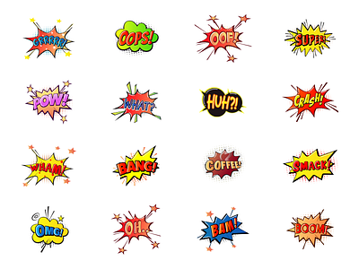 Pop Art speech bubble stickers blast bubbles colorful comic pop popart retro speech thought vector