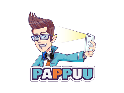 Pappu - Cool Mascot Design boy cartoon cool headphones indian mascot pappu selfie character smart