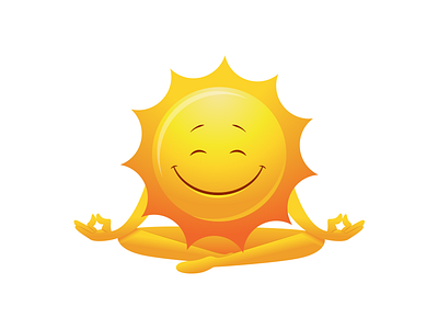 Happy International Yoga Day - Meditating Sun flat illustration love meditation silent smiling sun vector yoga