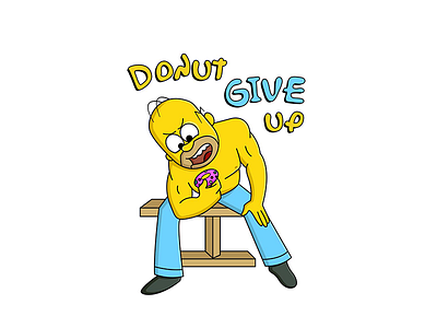 Donut Give Up - Simpson's concept bart dontgiveup donut funny gym illustration motivational simpsons sports vector