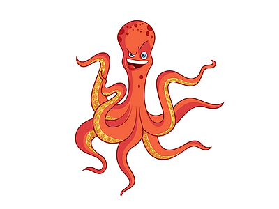 Octopus Character design concept for print shop