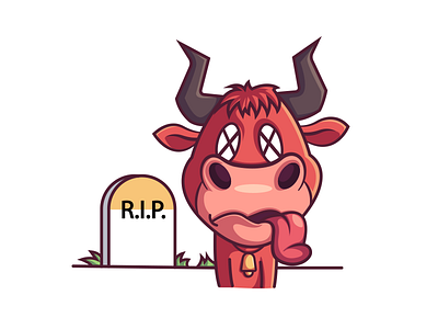 Rest in peace! bull cartoon cross eyed cute dead died funny rip vector