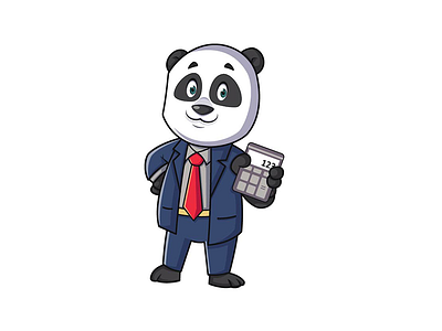 Finance Panda Mascot accounts calculator cartoon character finance illustration mascot panda vector