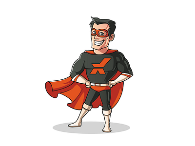 SuperHero Mascot cape cartoon character character design confident happy illustration mascot smiling superher superman vector