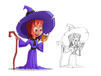 Wizard Character design cartoon character colorful cute flat illustration kids magic mascot reading vector wizard