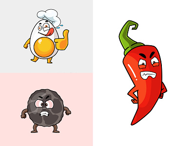 Crisps! cartoon character chilli egg face food funny happy illustration mascot pepper red chilli vector yummy