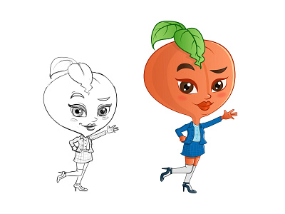 Peach Girl Mascot Design avatar business cartoon character cute fruit happy illustration mascot peach people vector