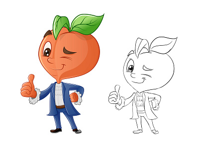 Peach Boy Mascot Design avatar cartoon character cool face fruit funny happy illustration kids mascot peach people vector