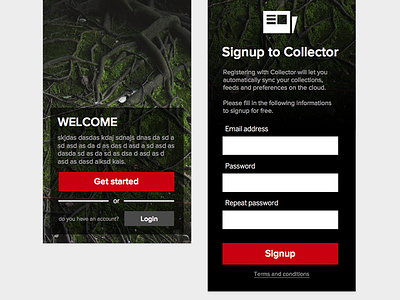 Signup form collector form login signup sketch windows phone wp