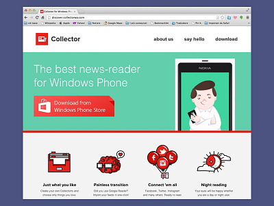 Collector website flat responsive website windows phone