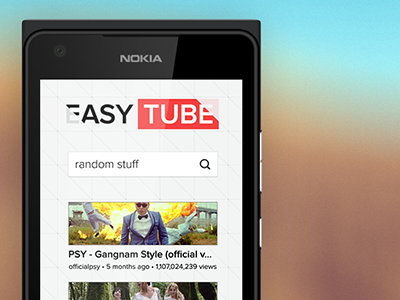 Easy Tube, Search results view concept results search video windows phone wp8 youtube