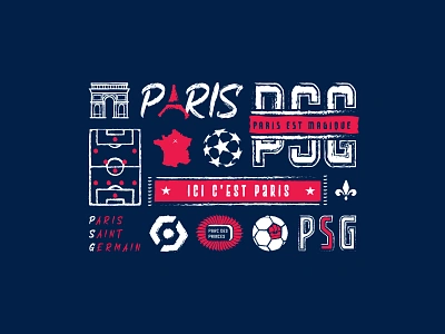 Ici c'est Paris champions league football france illustrator ligue 1 logo paris psg soccer sport