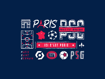 Ici c'est Paris champions league football france illustrator ligue 1 logo paris psg soccer sport