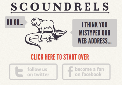 New Scoundrels 404 404 typography
