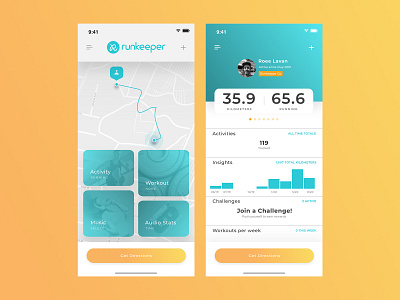 #1 day in 30 day UX/UI challenge - Runkeeper app design ui ui design ui designer ux ux design ux designer uxui uxui design uxuidesign